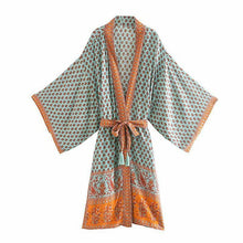 Load image into Gallery viewer, Boho Floral Patterns Kimono Cover Up
