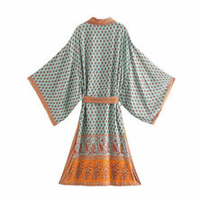 Load image into Gallery viewer, Boho Floral Patterns Kimono Cover Up
