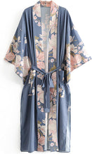 Load image into Gallery viewer, Boho Floral Peacock Print Kimono Long Robe Cover Ups
